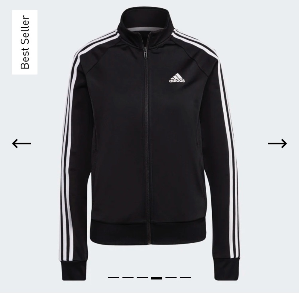 adidas Black Track Jacket with White Stripes